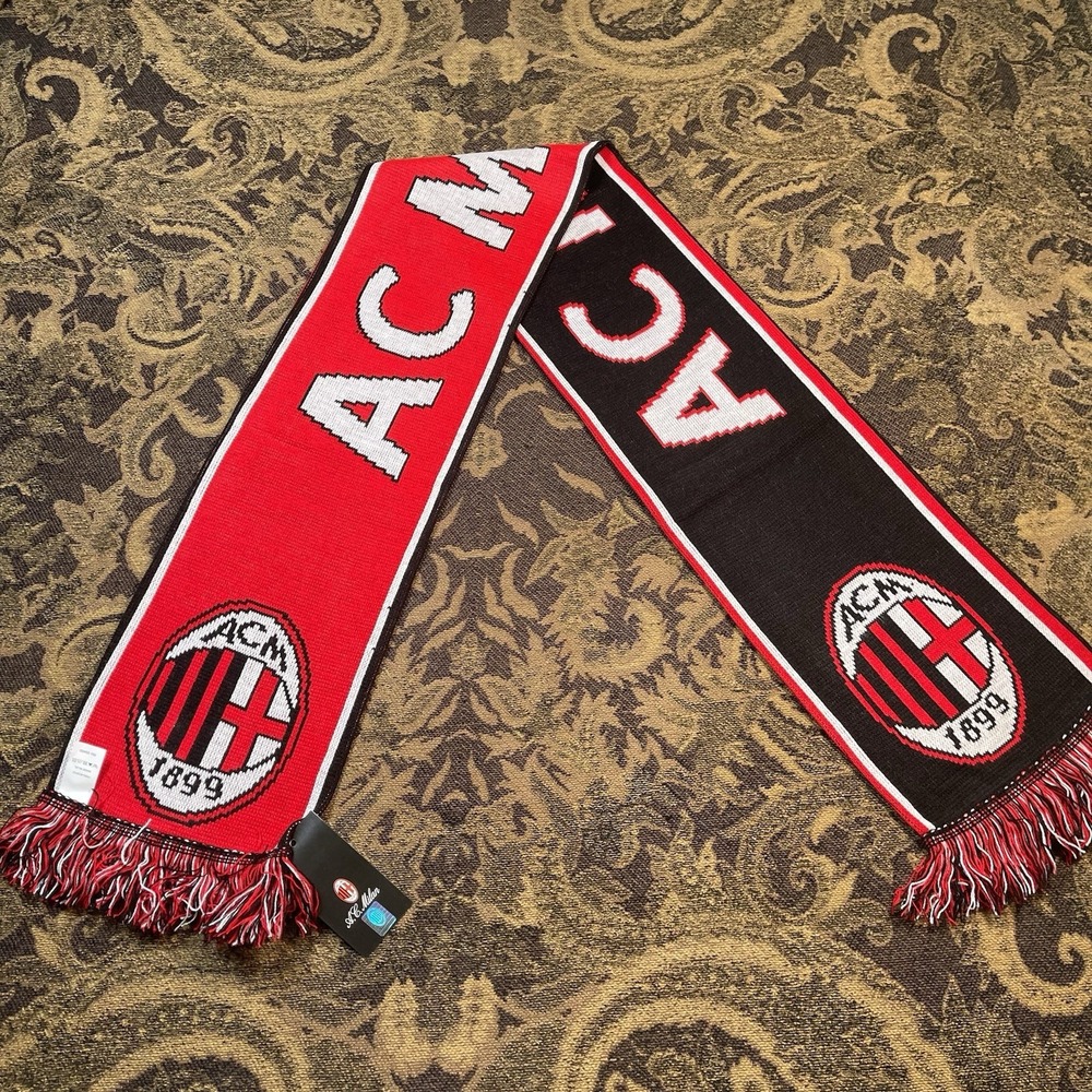 AC Milan Soccer Football Scarf Licensed Red Black Double Sided Fan Scarf NEW